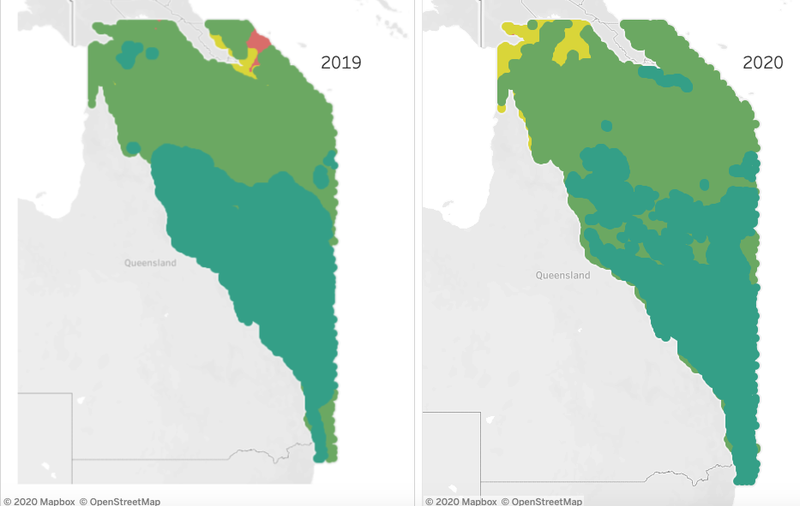 The difference in coral bleaching since COVID 19