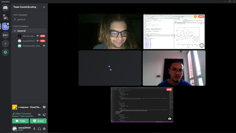 As the day ends, we're starting to conclude some of our works today. Today was filled with lots of fails, numerous learning experiences, a 15 HOUR continuous call, bunch of coding and lots of confusions, but to top it all of it was a FUN day! #SpaceApps #CosmicScrutiny 
