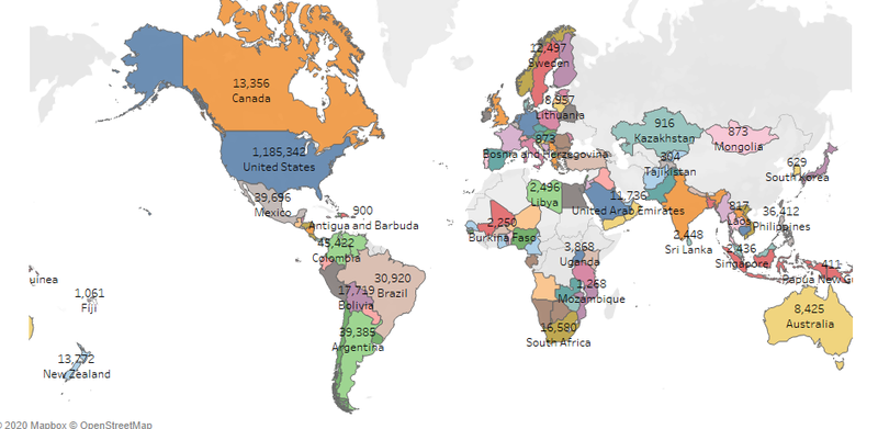 Visualization showing people staying at home during COVID-19 across the globe