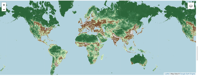 Our first map visualizations are going well! Here is a dataset visualization developed in Python using the Earth Engine API and the Folium library, using data from the Conservation Science Partners.