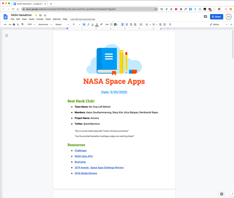 Team Google Doc to collect all provided resources!