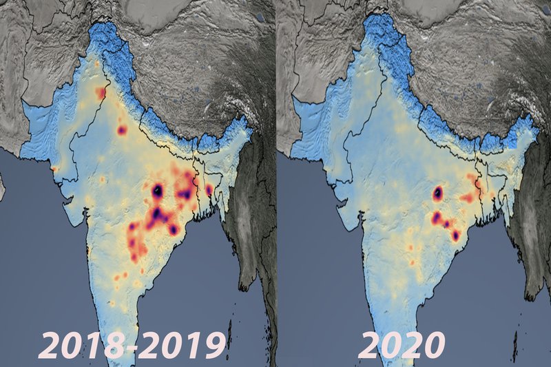 #NASA #SpaceApps Difference in NO2 production of 2018/2019 in comparison to 2020.