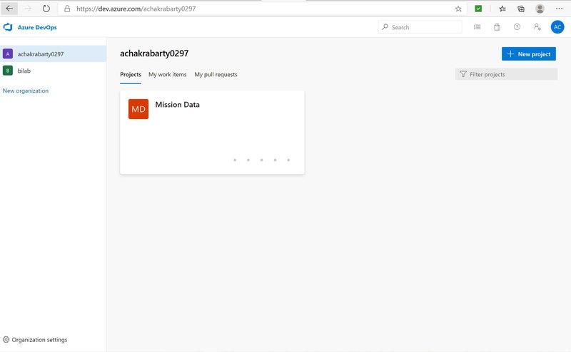 Created Mission Data Project in Azure DevOps