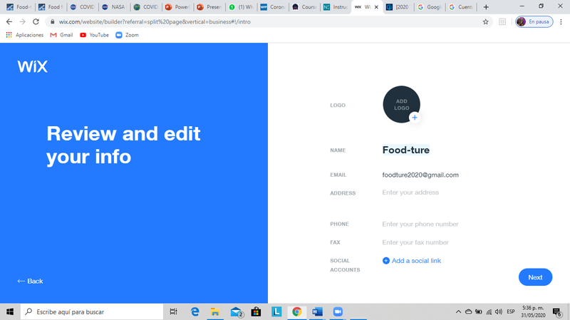 Here we began the creation of our website.