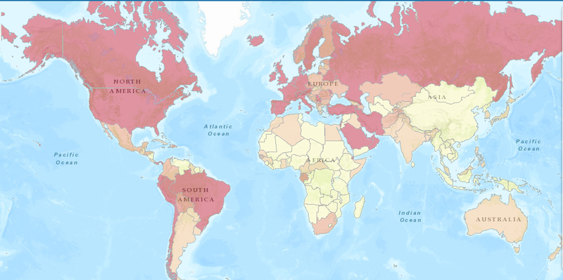 Number of people infected (NASA-SEDAC)