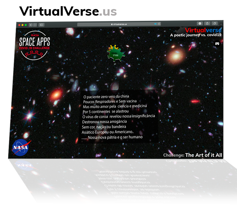 This is the appearance that our prototype of a universe of virus information and poetry presented, when interacting magically we listen to audios and see important data about the pandemic.